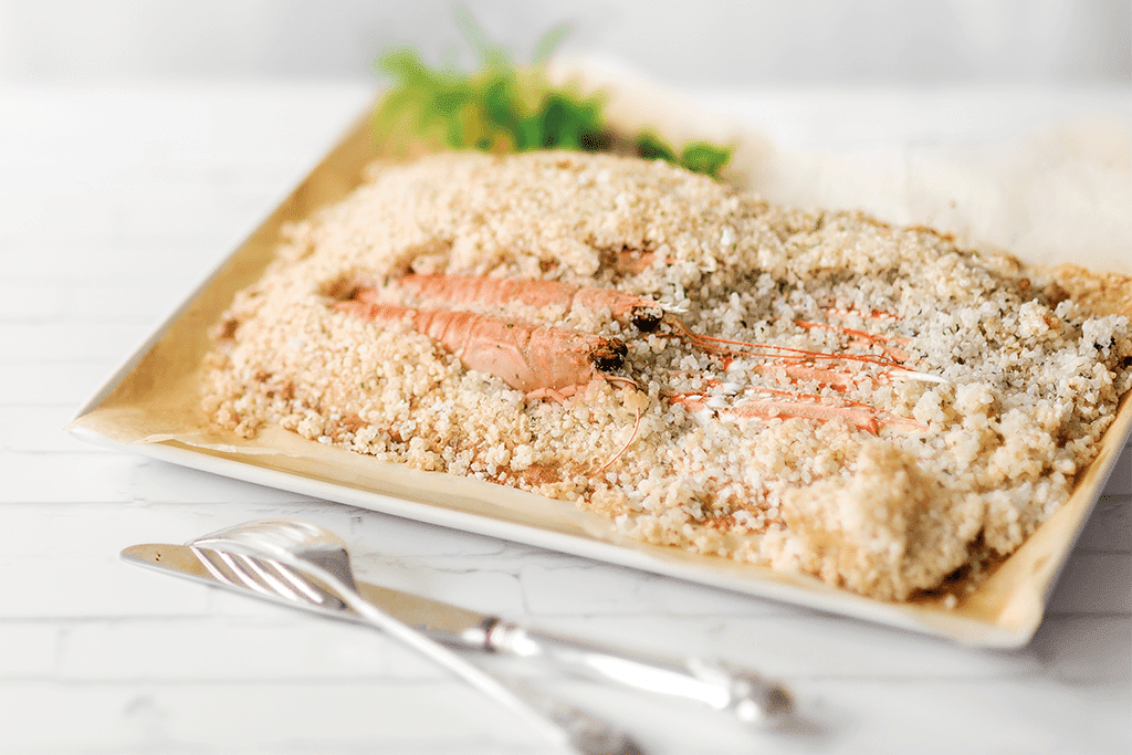 Scampi in crosta di sale aromatico