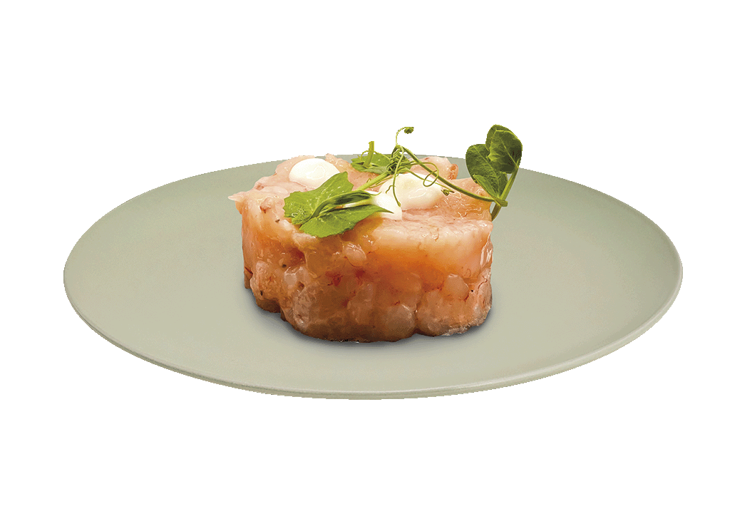 Tartare gambero rosso su piatto