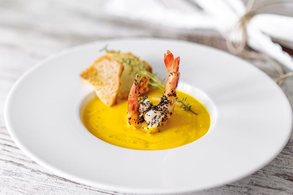 Zuppetta-di-carote-e-mazzancolle-